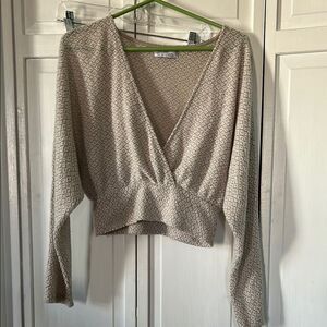 Urban Outfitters Beige Faux Wrap Top - Size M